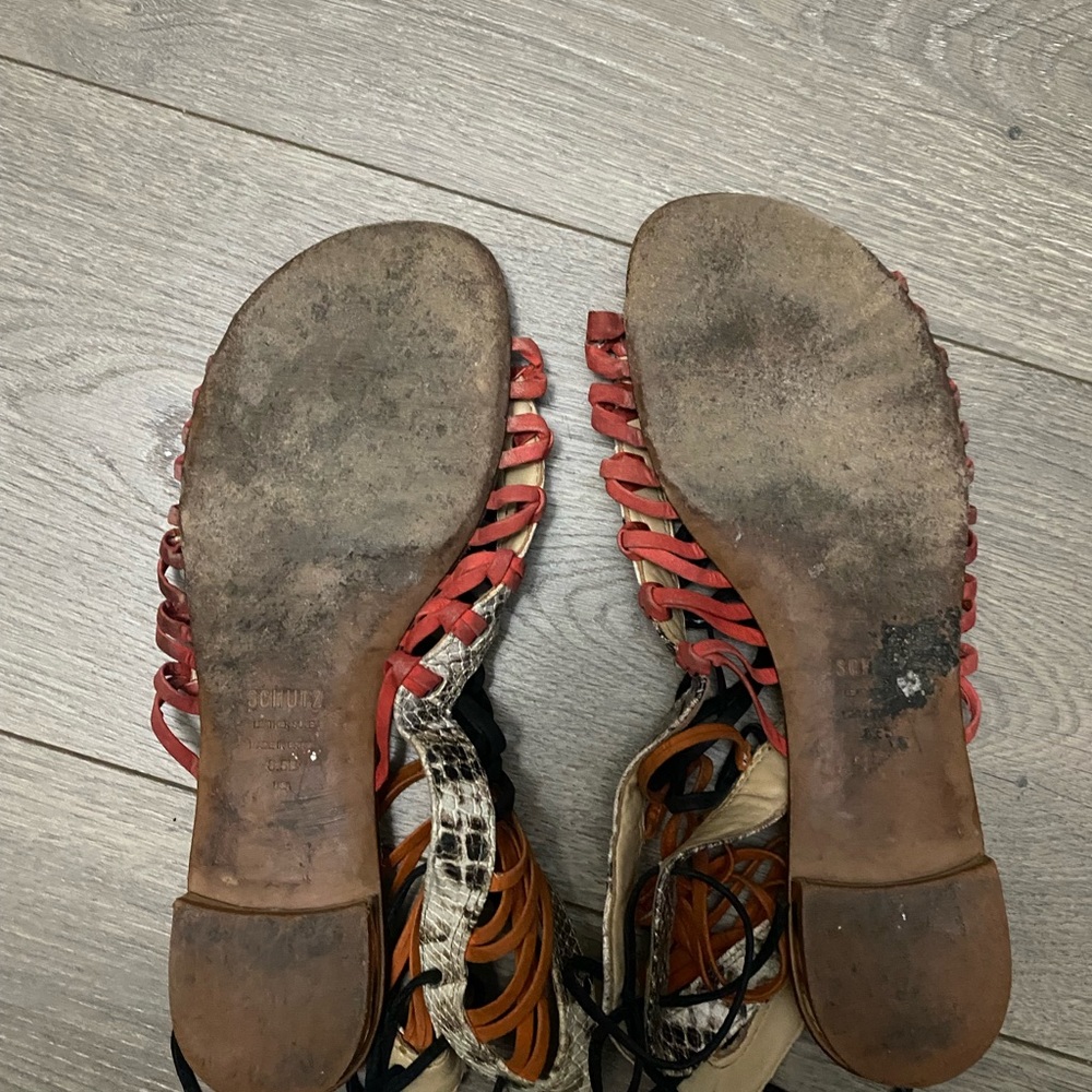 Schutz Agathe Snakeskin Gladiator Sandals 8.5 Multicolor - Picture 6 of 7